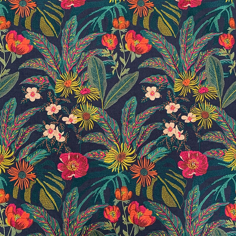 Sample 8995 Olga Midnight, Blue, Multicolored by Magnolia Fabric