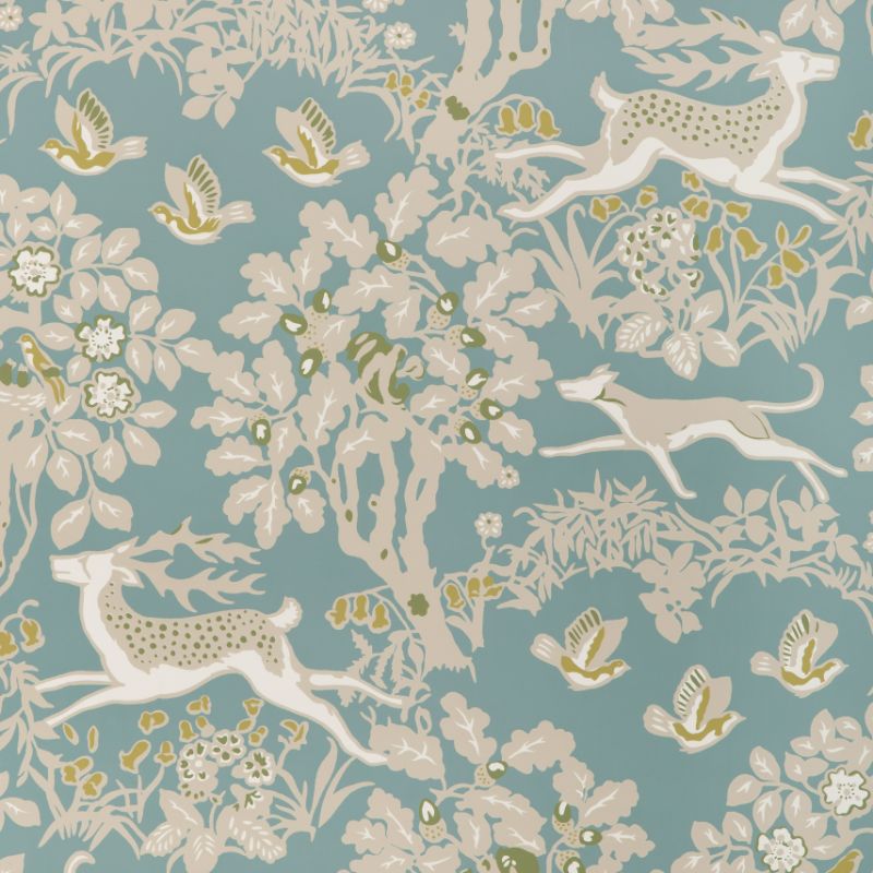 Purchase P2017104.353.0 Mille Fleur Wp, Blue Animals - Lee Jofa Wallpaper