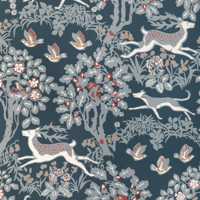 Sample - P2017104.519.0 | Mille Fleur Wp, Blue Animals - Lee Jofa Wallpaper
