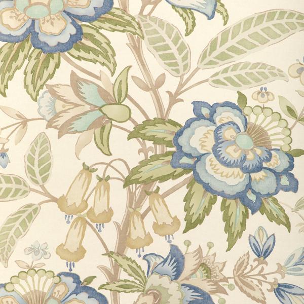 Sample - P2018103-530 | Davenport Paper, Bluefloral - Lee Jofa Wallpaper - P2018103.530.0