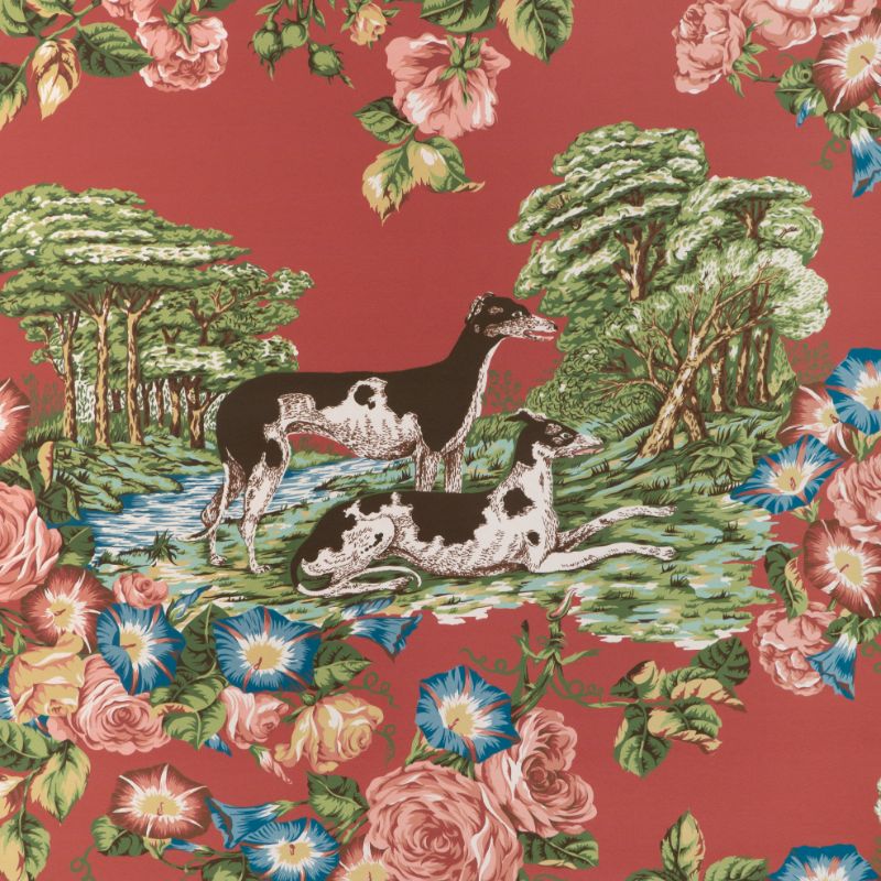 Sample - P2023120.19.0 | Whippets Paper, Red Animals - Lee Jofa Wallpaper