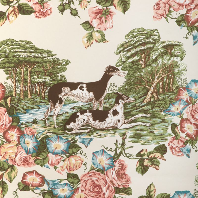 Sample - P2023120.1.0 | Whippets Paper, Multi Color Animals - Lee Jofa Wallpaper