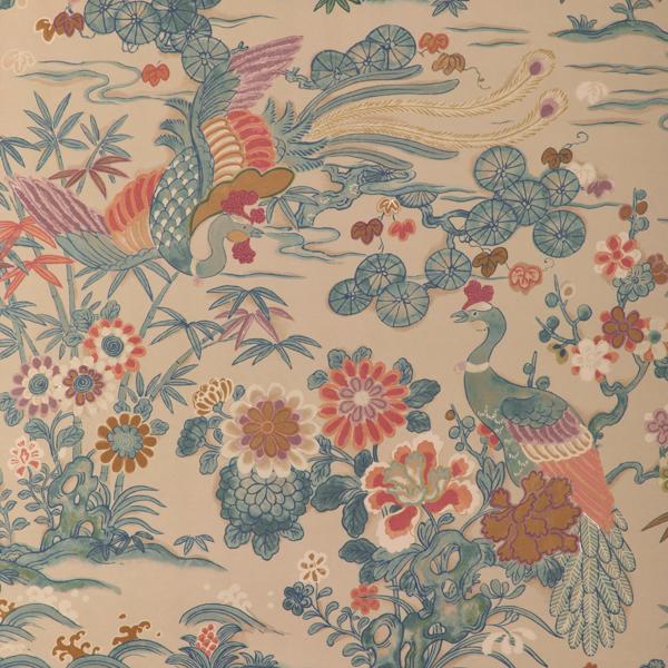 Sample - P2023124-1613 | Sakura Paper, Multi Colorchinoiserie - Lee Jofa Wallpaper - P2023124.1613.0