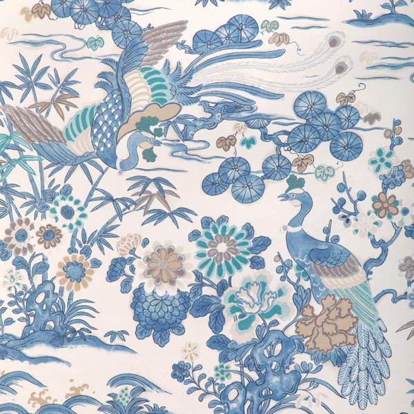 Sample - P2023124-55 | Sakura Paper, Blue Chinoiserie - Lee Jofa Wallpaper - P2023124.55.0