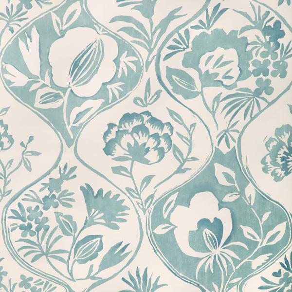 Sample - P2023126-13 | Calathea Paper, Blue Floral - Lee Jofa Wallpaper - P2023126.13.0