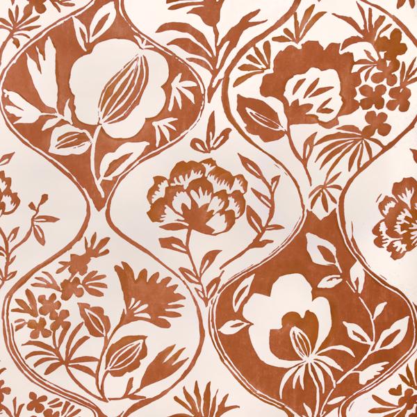 Sample - P2023126-24 | Calathea Paper, Orange Floral - Lee Jofa Wallpaper - P2023126.24.0