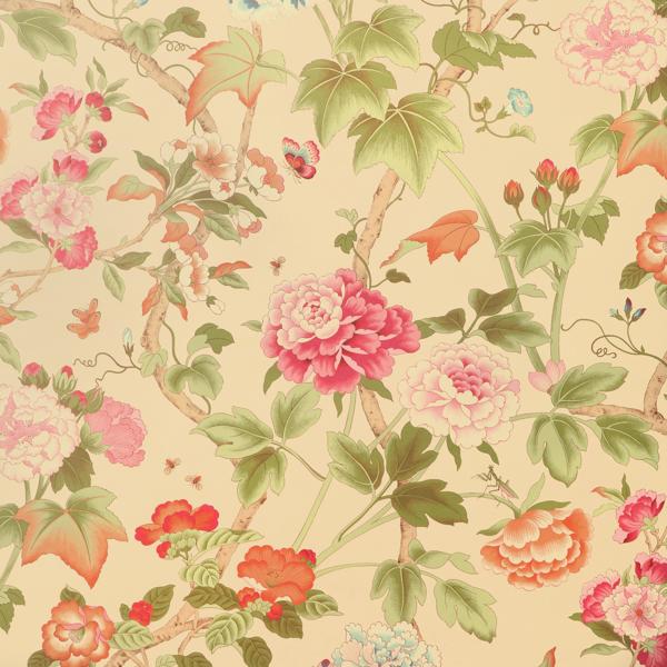 Sample - P2023128-73 | Gardenia Paper, Multi Color Floral - Lee Jofa Wallpaper - P2023128.73.0