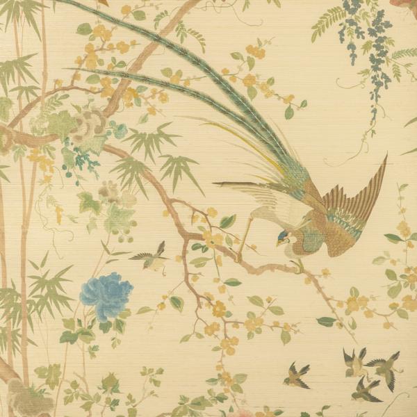 Sample - P2025101-34 | Mandalay Sisal, Green Chinoiserie - Lee Jofa Wallpaper - P2025101.34.0