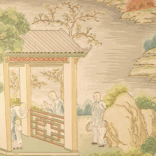 Sample - P2025102-316 | Tarim River Paper, Multi Color Chinoiserie - Lee Jofa Wallpaper - P2025102.316.0