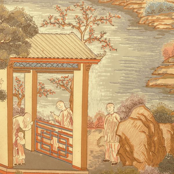 Sample - P2025102-3524 | Tarim River Paper, Multi Color Chinoiserie - Lee Jofa Wallpaper - P2025102.3524.0