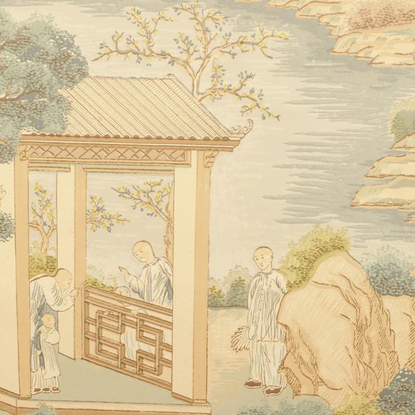 Sample - P2025102-355 | Tarim River Paper, Blue Chinoiserie - Lee Jofa Wallpaper - P2025102.355.0