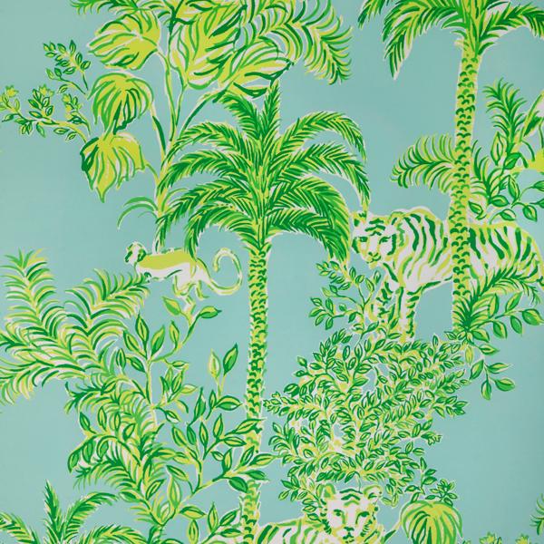 Sample - P2025118-353 | Tiger Queen Wp, Green Tropical - Lee Jofa Wallpaper - P2025118.353.0