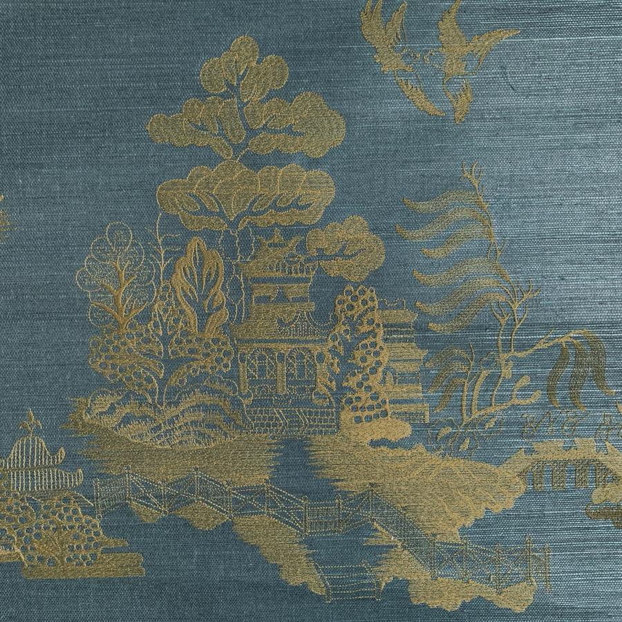 Sample P8020108.35.0 La Pagode Blue Chinoiserie Brunschwig and Fils Wallpaper