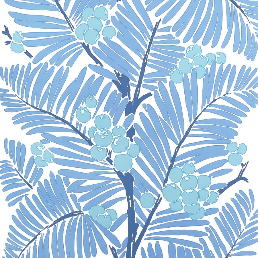 Sample - P8022108.5.0 | Palmar, Blue Tropical - Brunschwig & Fils Wallpaper