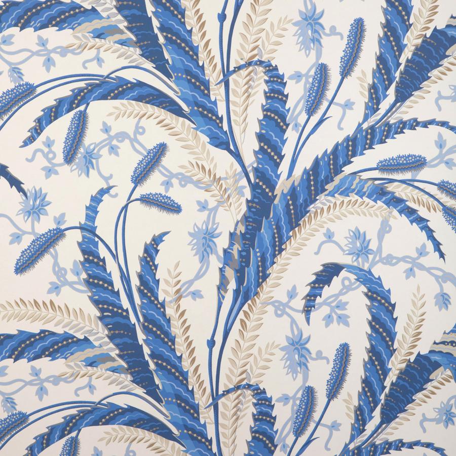 Sample - P8023101.5.0 | Vernay, Blue Botanical - Brunschwig & Fils Wallpaper