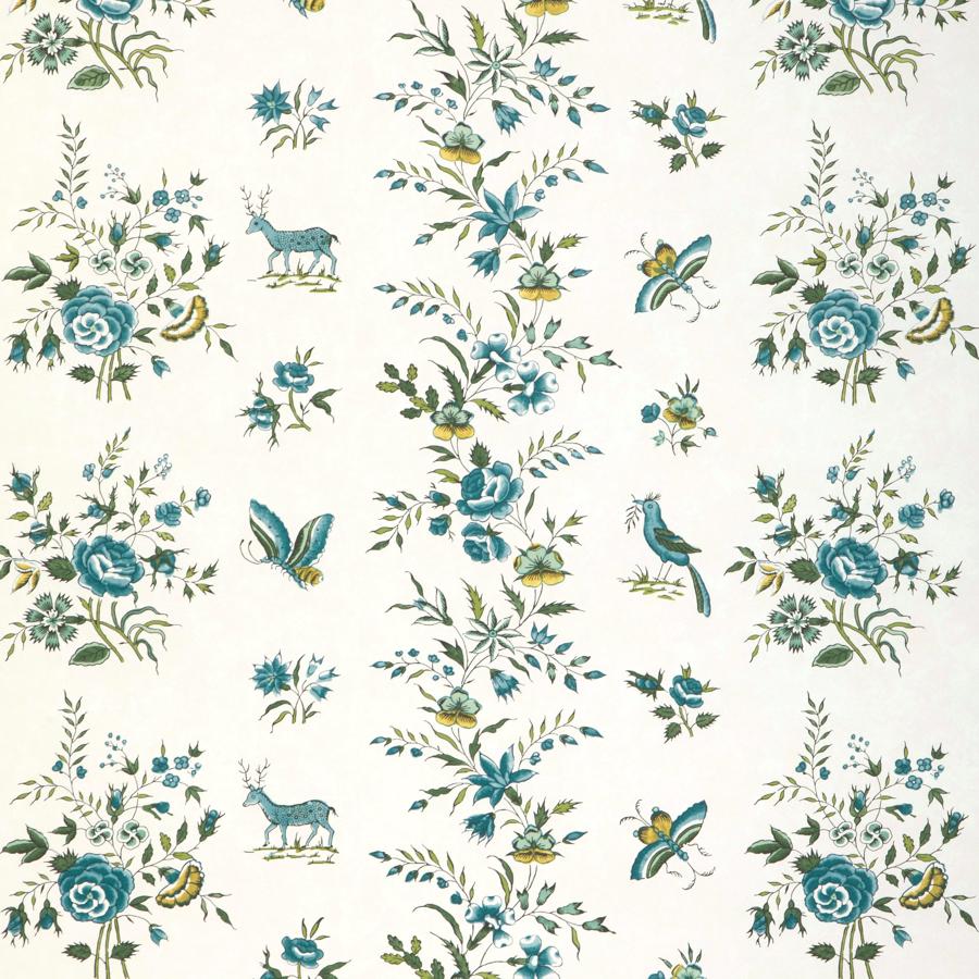 Sample - P8023103.194.0 | Aurel, Blue Animals - Brunschwig & Fils Wallpaper