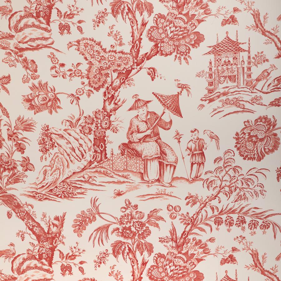 Sample - P8023106.19.0 | Marcel, Red Tropical - Brunschwig & Fils Wallpaper