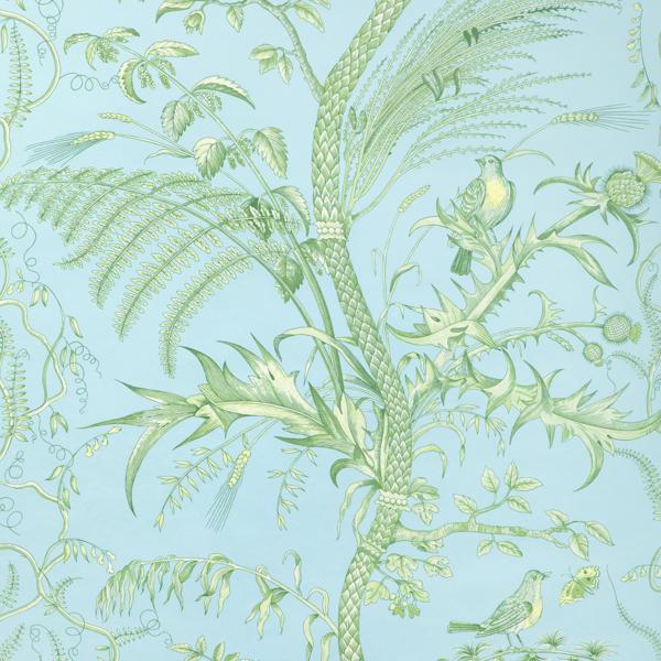 Purchase P8024101-153 Bird And Thistle Ii, Sky Toile - Brunschwig & Fils Wallpaper - P8024101.153.0
