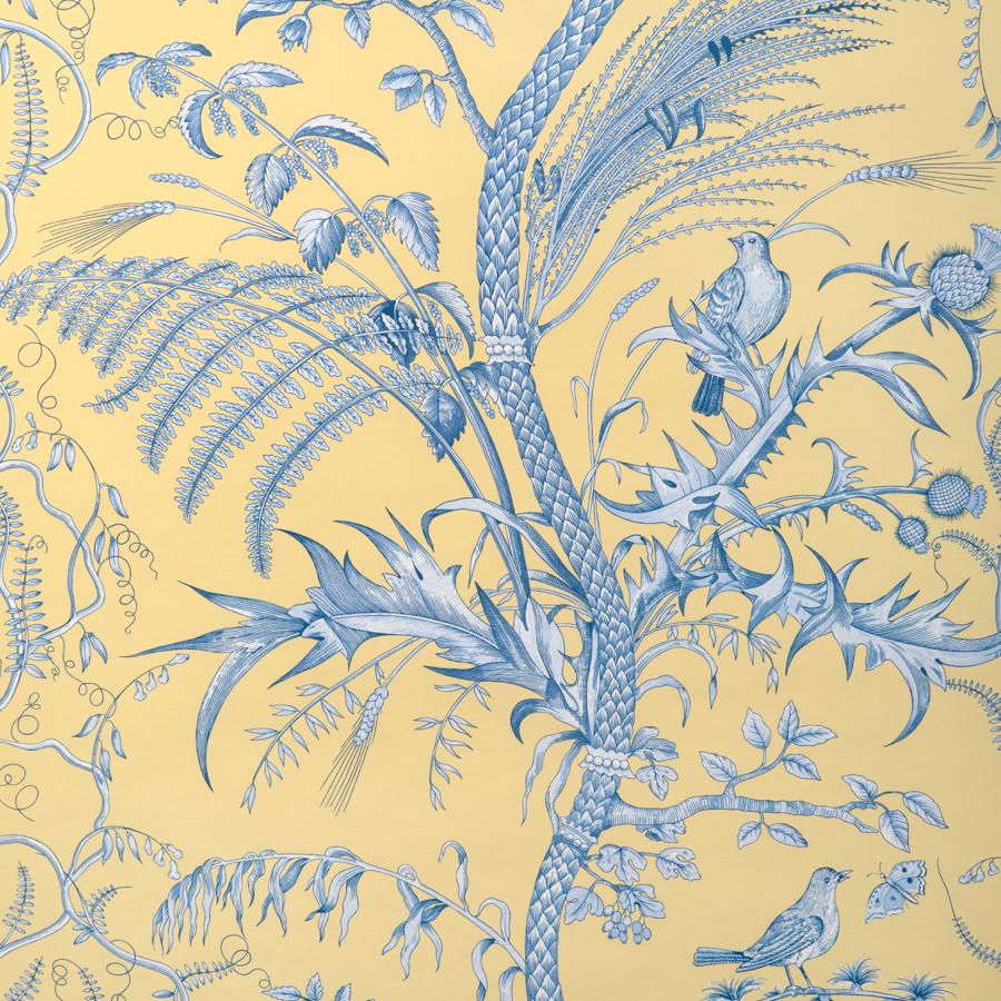 Sample - P8024101-415 | Bird And Thistle Ii, Sun Toile - Brunschwig & Fils Wallpaper - P8024101.415.0