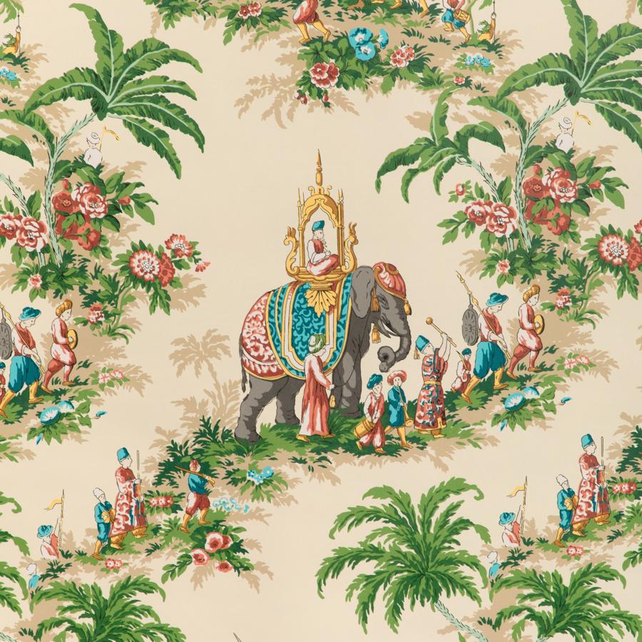 Sample - P8024103-1624 | Beauport Promenade, Multi Color Global - Brunschwig & Fils Wallpaper - P8024103.1624.0