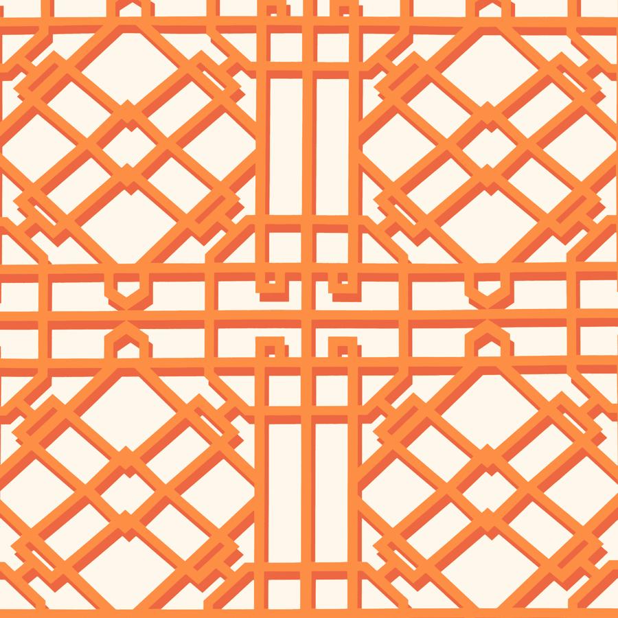 Sample - P8024109-12 | Pavilion Trellis, Orange Trellis - Brunschwig & Fils Wallpaper - P8024109.12.0