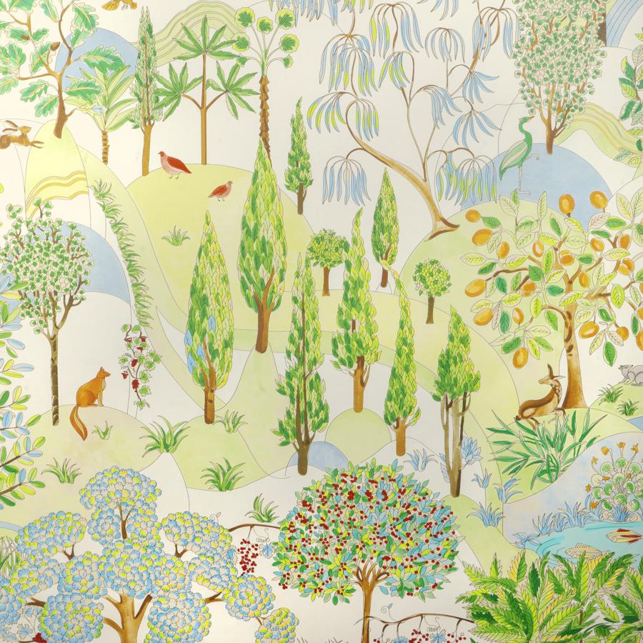 Sample - P8024111-315 | Folklore, Green Trees - Brunschwig & Fils Wallpaper - P8024111.315.0