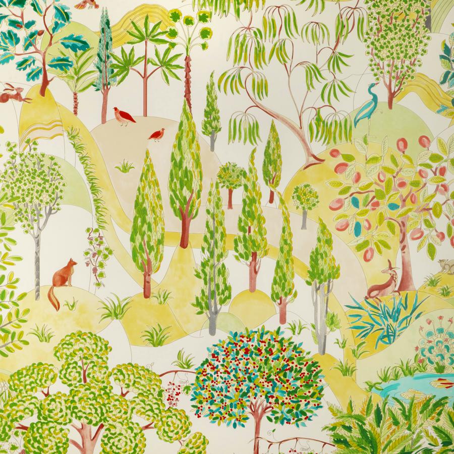 Sample - P8024111-33 | Folklore, Green Trees - Brunschwig & Fils Wallpaper - P8024111.33.0