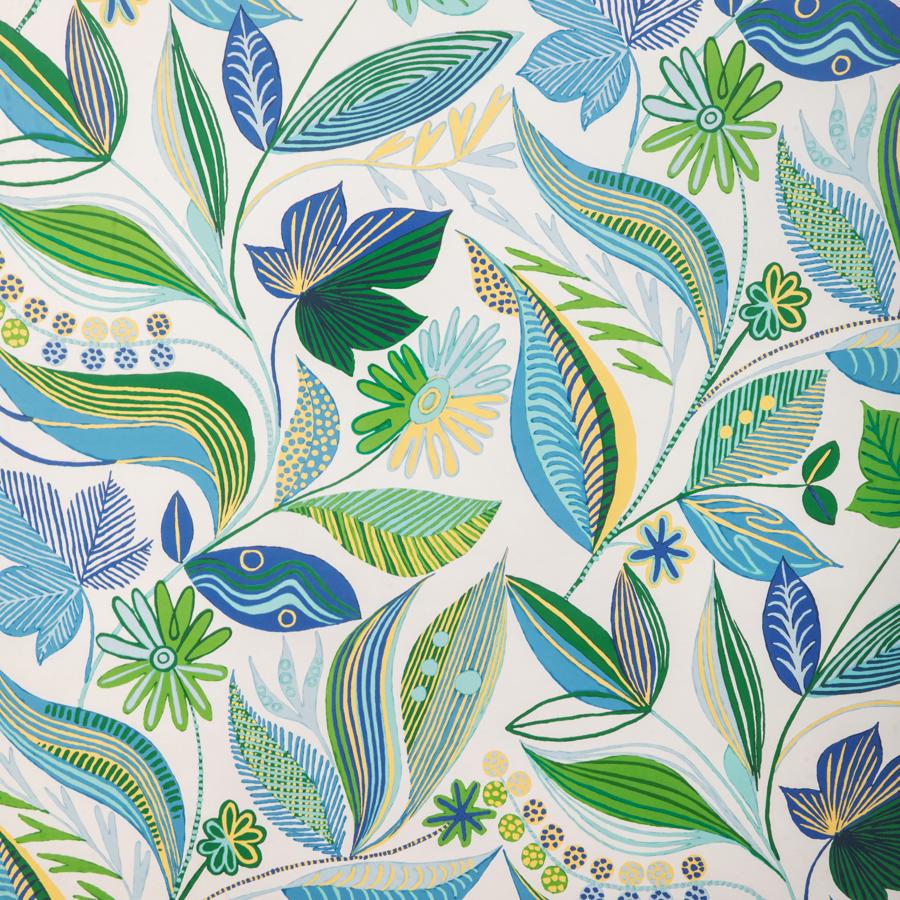 Sample - P8024113-315 | Carlsten, Blue Floral - Brunschwig & Fils Wallpaper - P8024113.315.0
