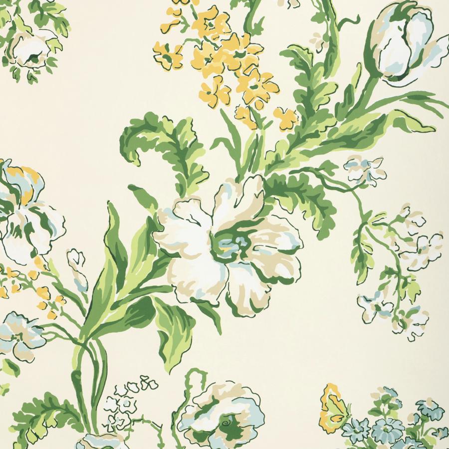 Purchase P8025106-340 Maintenon, Vert/Soleil Floral - Brunschwig & Fils Wallpaper - P8025106.340.0