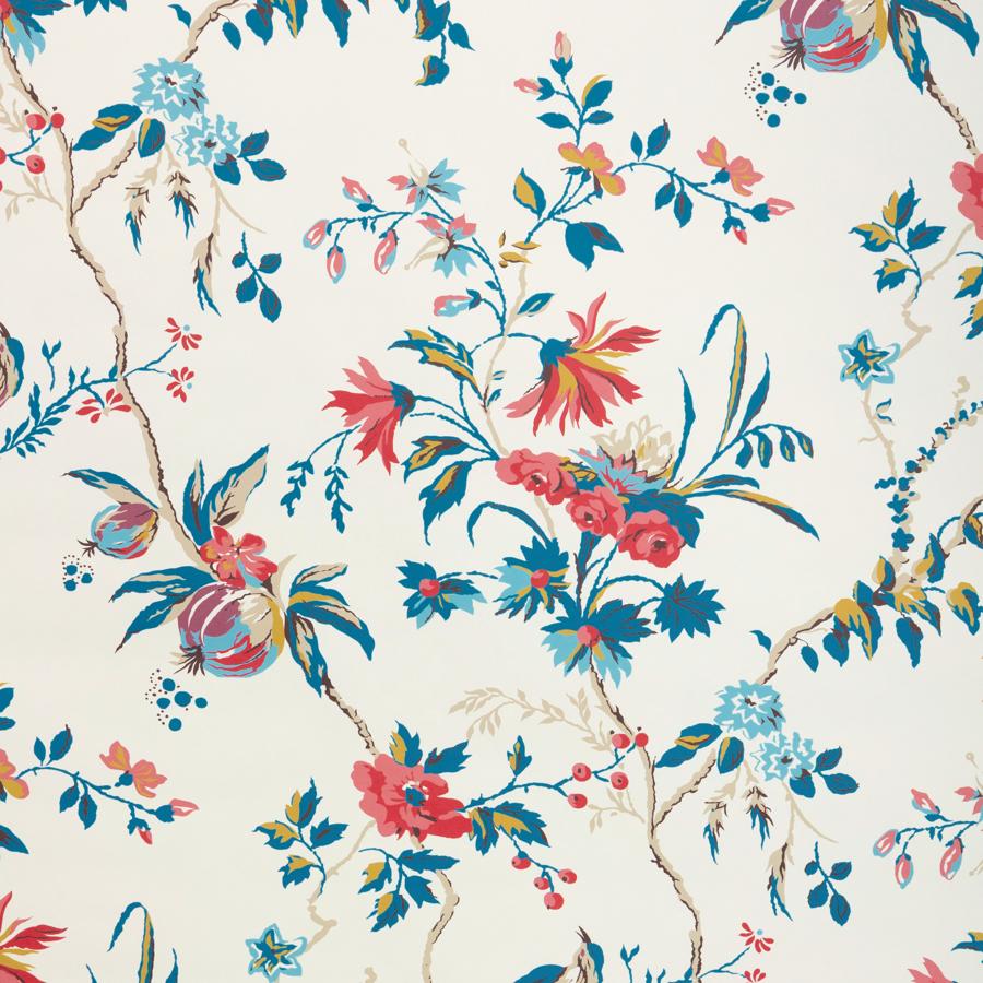 Purchase P8025110-195 Locklin, Red/Blue Floral - Brunschwig & Fils Wallpaper - P8025110.195.0