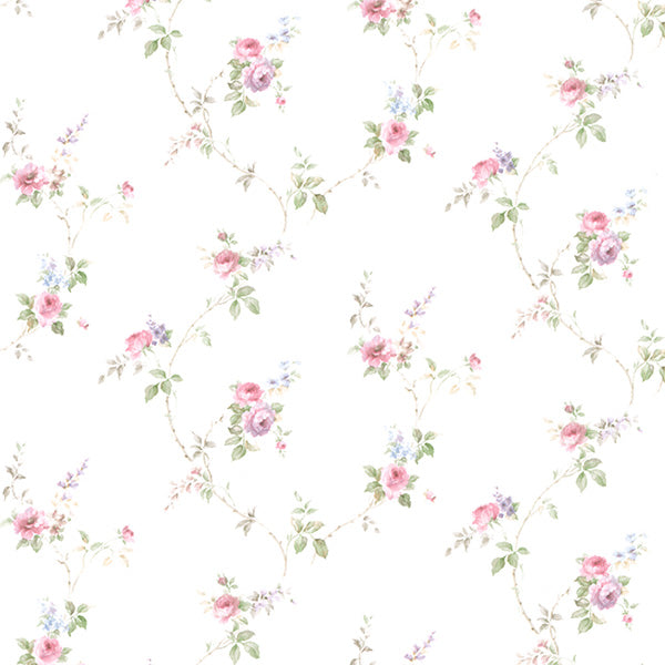Purchase Pr33811 | Floral Prints 2, Pink Floral - Norwall Wallpaper