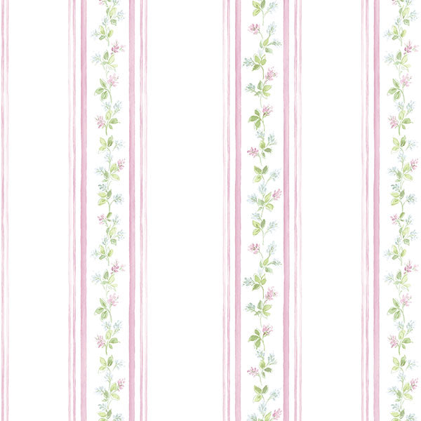 Purchase Pr33870 | Floral Prints 2, Pink Stripes - Norwall Wallpaper