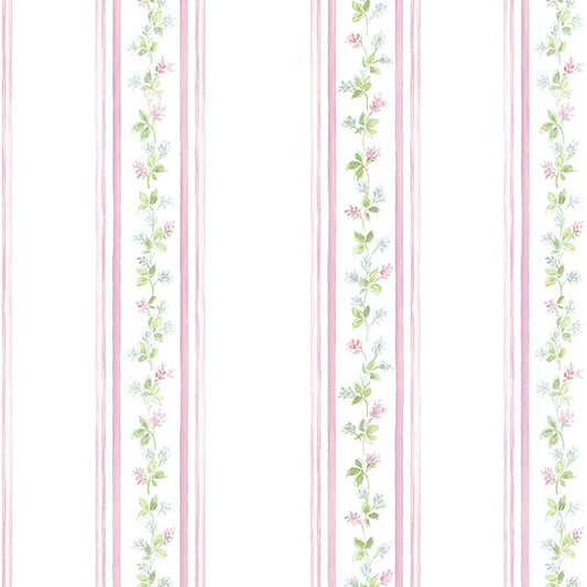 Purchase Pr33870 | Floral Prints 2, Pink Stripes - Norwall Wallpaper