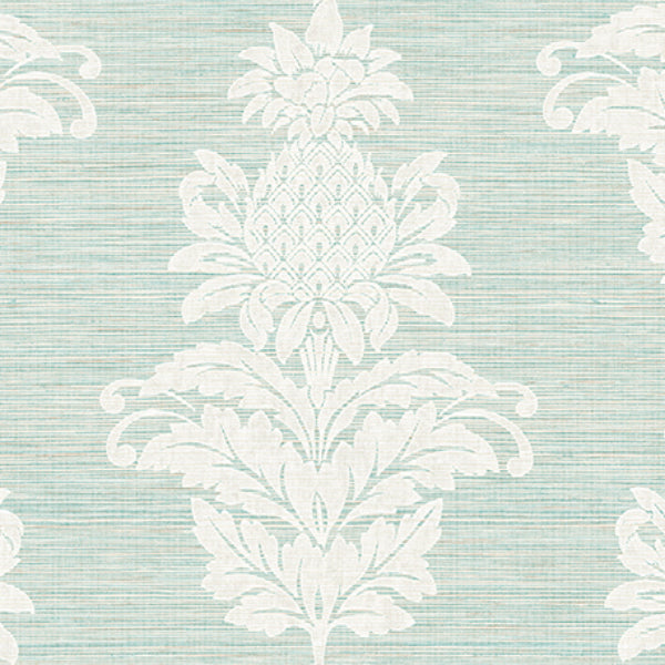 Purchase PS40704 Palm Springs, Pineapple Grove Turquoise Damask by Kenneth James Wallpaper