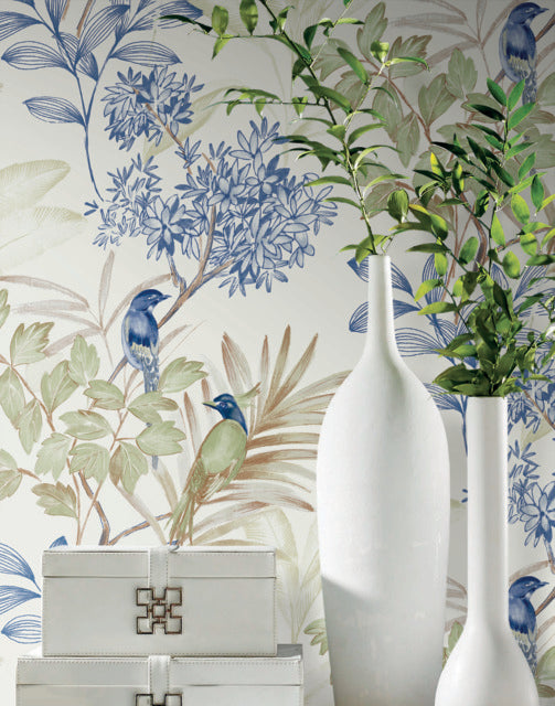 Purchase Psw1518Rl | Watercolor Botanicals, Handpainted Songbird Peel & Stick - York Wallpaper