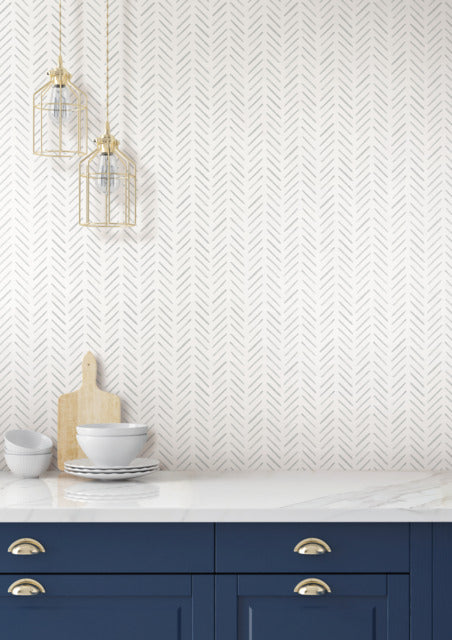 Purchase Psw1527Rl | Watercolor Botanicals, Painted Herringbone Peel & Stick - York Wallpaper