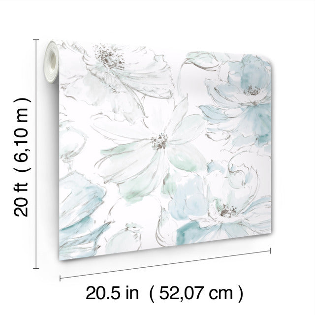 Purchase Psw1531Rl | Watercolor Botanicals, Floral Dreams Peel & Stick - York Wallpaper