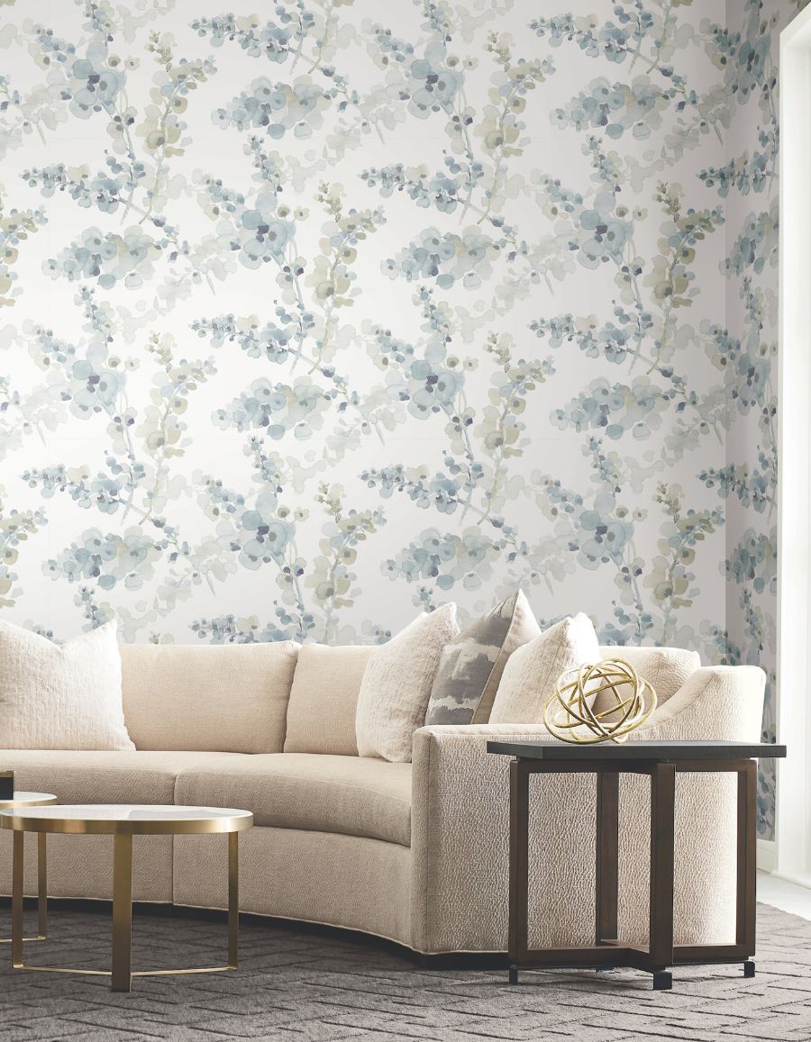Purchase Psw1602Rl | Simply Candice, Blossom Fling Blue Peel & Stick - Candice Olson Wallpaper