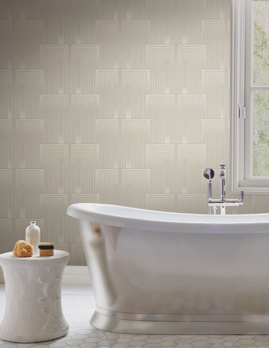 Purchase Psw1606Rl | Simply Candice, Vanishing Taupe & Pearl Peel & Stick - Candice Olson Wallpaper