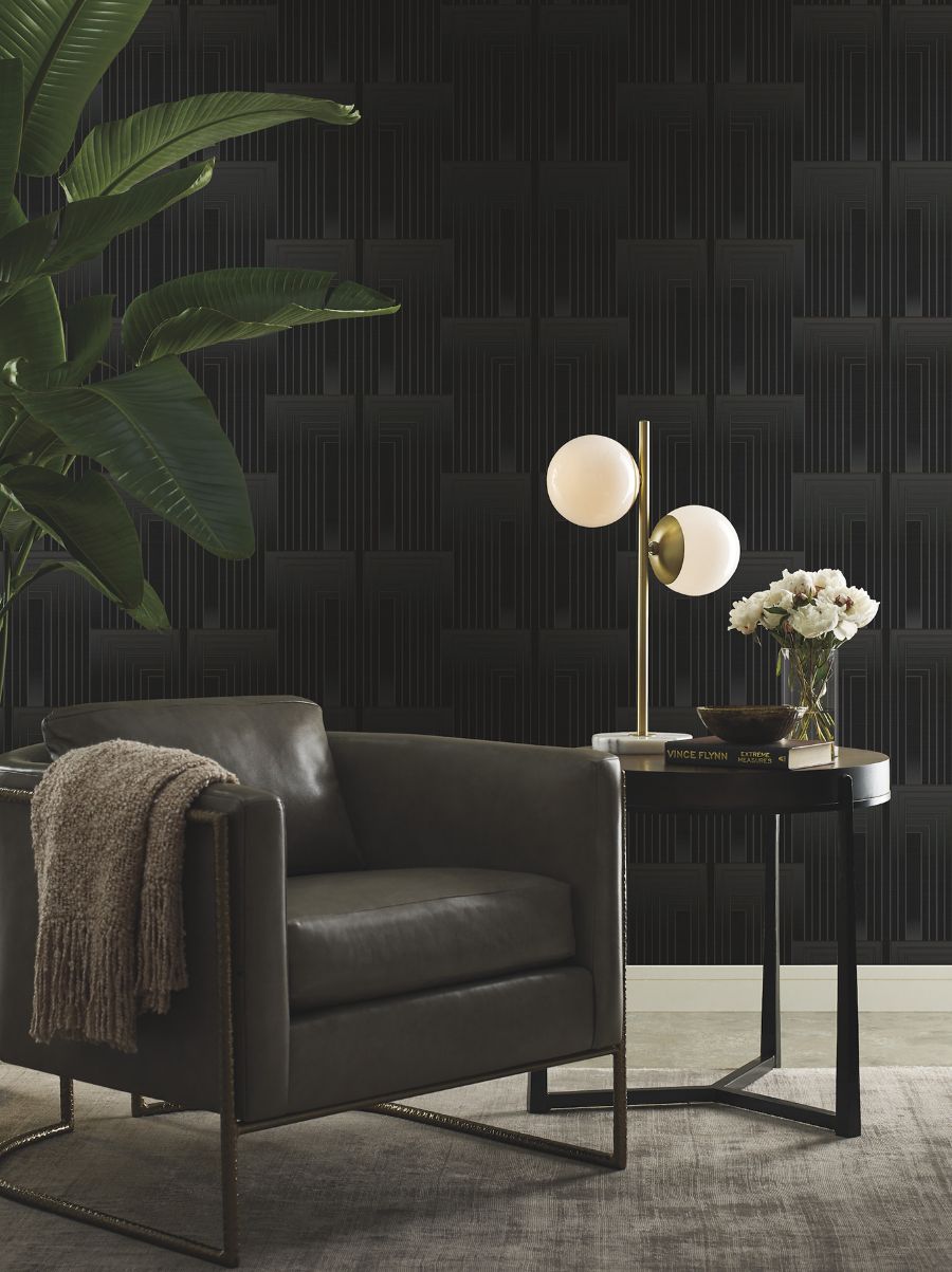 Purchase Psw1607Rl | Simply Candice, Vanishing Black & Copper Peel & Stick - Candice Olson Wallpaper