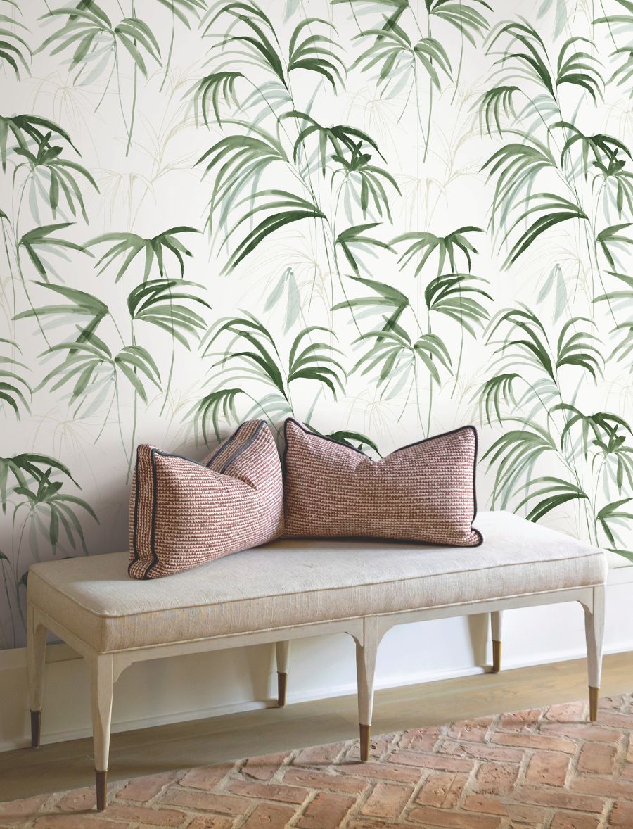 Purchase Psw1609Rl | Simply Candice, Inky Palms Green Peel & Stick - Candice Olson Wallpaper