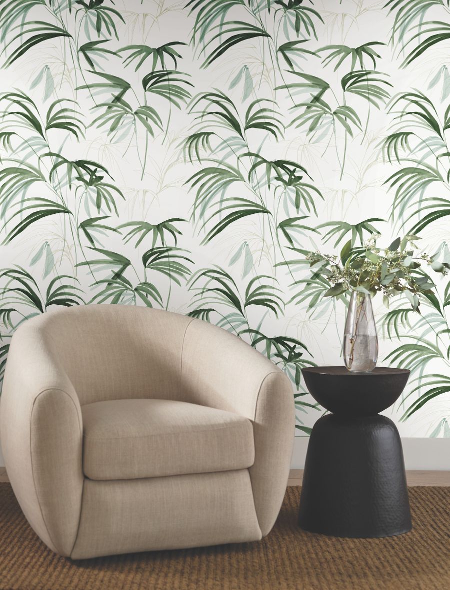 Purchase Psw1609Rl | Simply Candice, Inky Palms Green Peel & Stick - Candice Olson Wallpaper