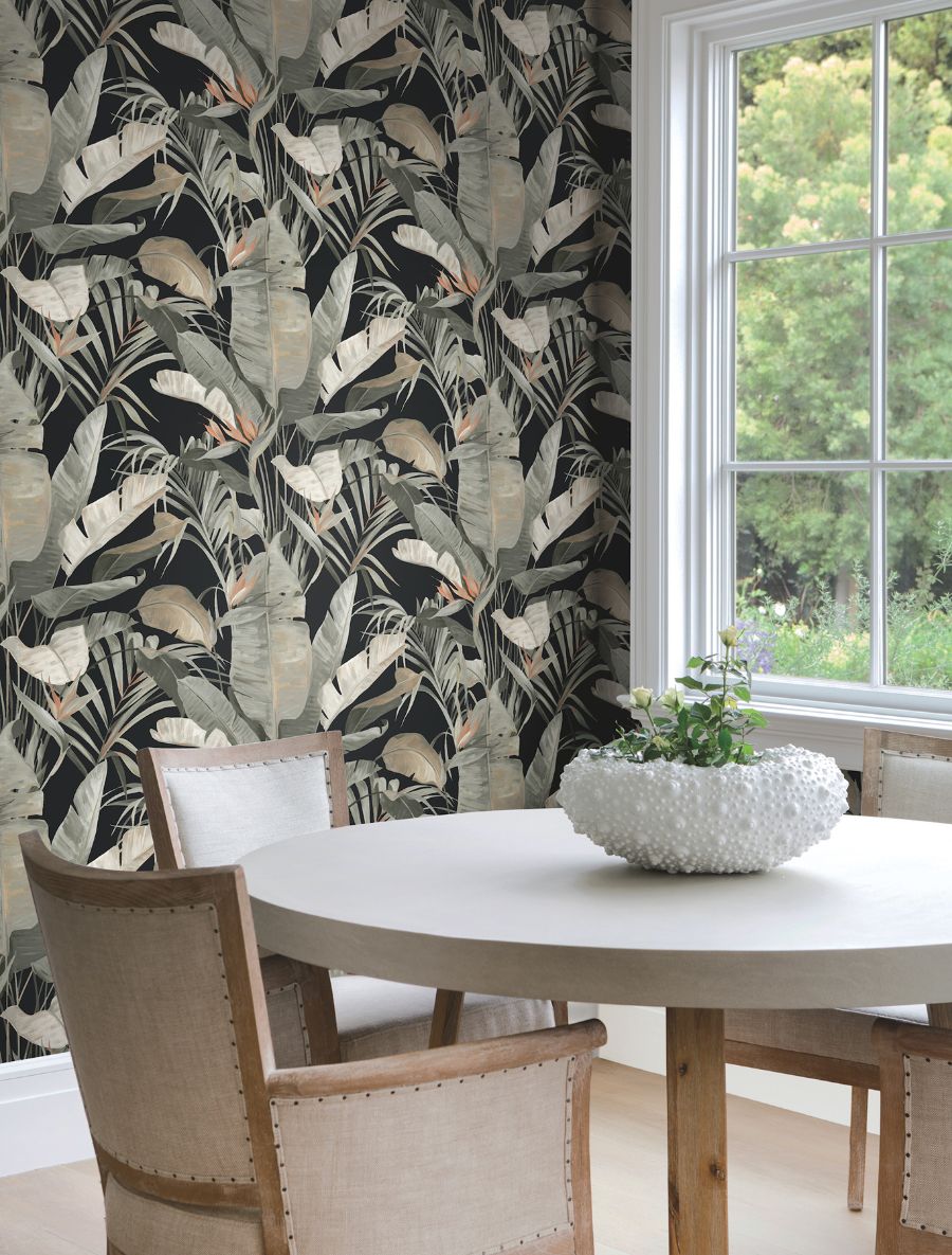 Purchase Psw1614Rl | Simply Candice, Tropical Cabana Black Peel & Stick - Candice Olson Wallpaper