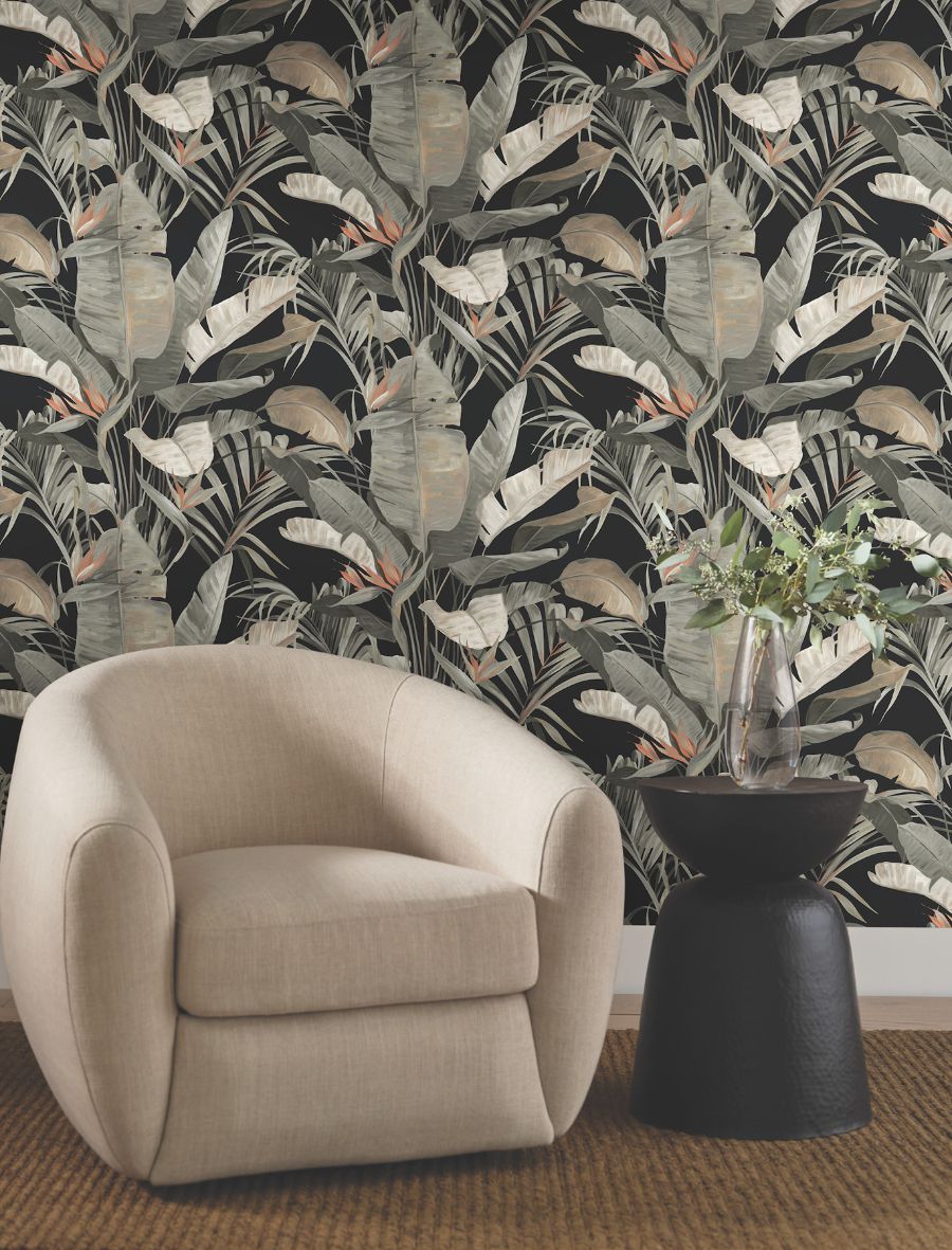 Purchase Psw1614Rl | Simply Candice, Tropical Cabana Black Peel & Stick - Candice Olson Wallpaper