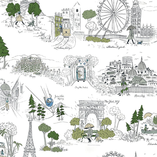 Purchase Psw1682Rl | Rifle Paper Co P+S 5Th Edition, Travel Sketches - York Wallpaper
