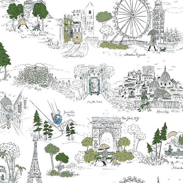 Purchase Psw1682Rl | Rifle Paper Co P+S 5Th Edition, Travel Sketches - York Wallpaper