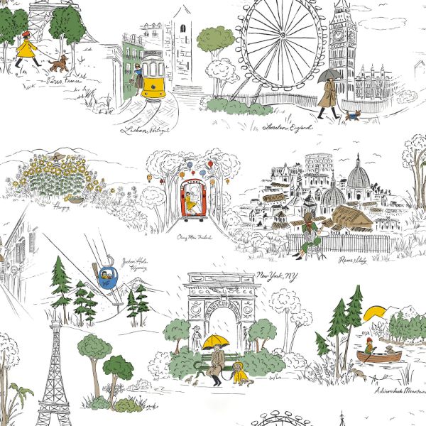 Purchase Psw1683Rl | Rifle Paper Co P+S 5Th Edition, Travel Sketches - York Wallpaper