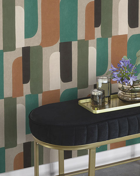 Purchase RH330526 Brewster Wallpaper, Derain Green Geometric - Rasch12