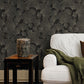 Purchase RH462234 Brewster Wallpaper, Waft Black Ginkgo - Rasch1
