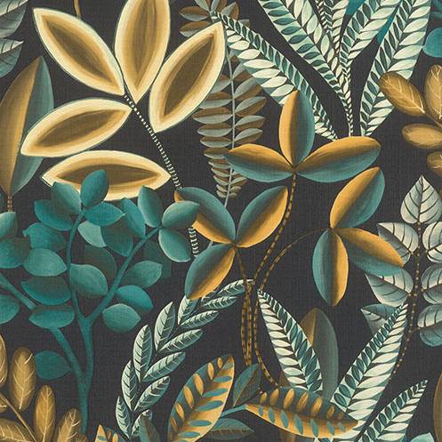 Purchase RH485561 Brewster Wallpaper, Liani Black Painterly Botanical - Rasch